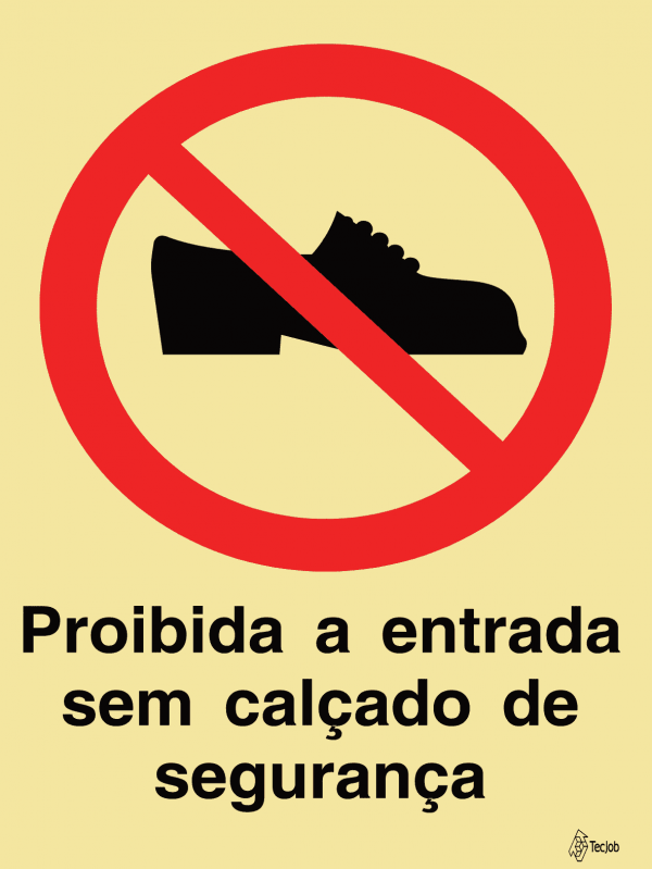 Sinalética proibida a Entrada Sem Calçado de Segurança - PR0317